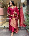 Akshar Designer Chanderi Silk Embroidery Kurti With Bottom Dupatta Wholesale
